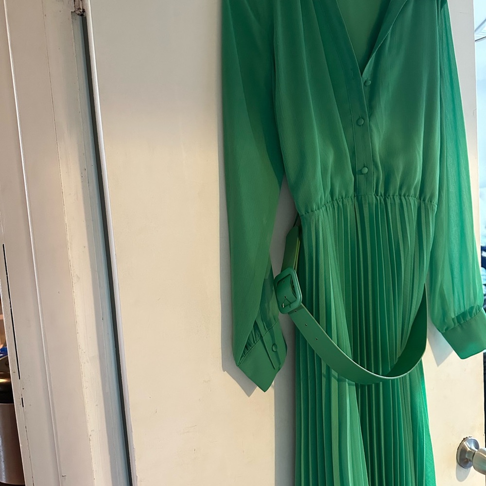 Chiffon Green Pleated Dress